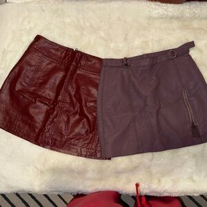 2 FREE PEOPLE FAUX LEATHER MINI SKIRTS [SIZE 4]